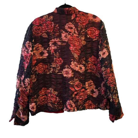 Vintage Coldwater Creek Sheer Overlay Crinkle Floral Patterned Jacket Size L Vel - Picture 2 of 8